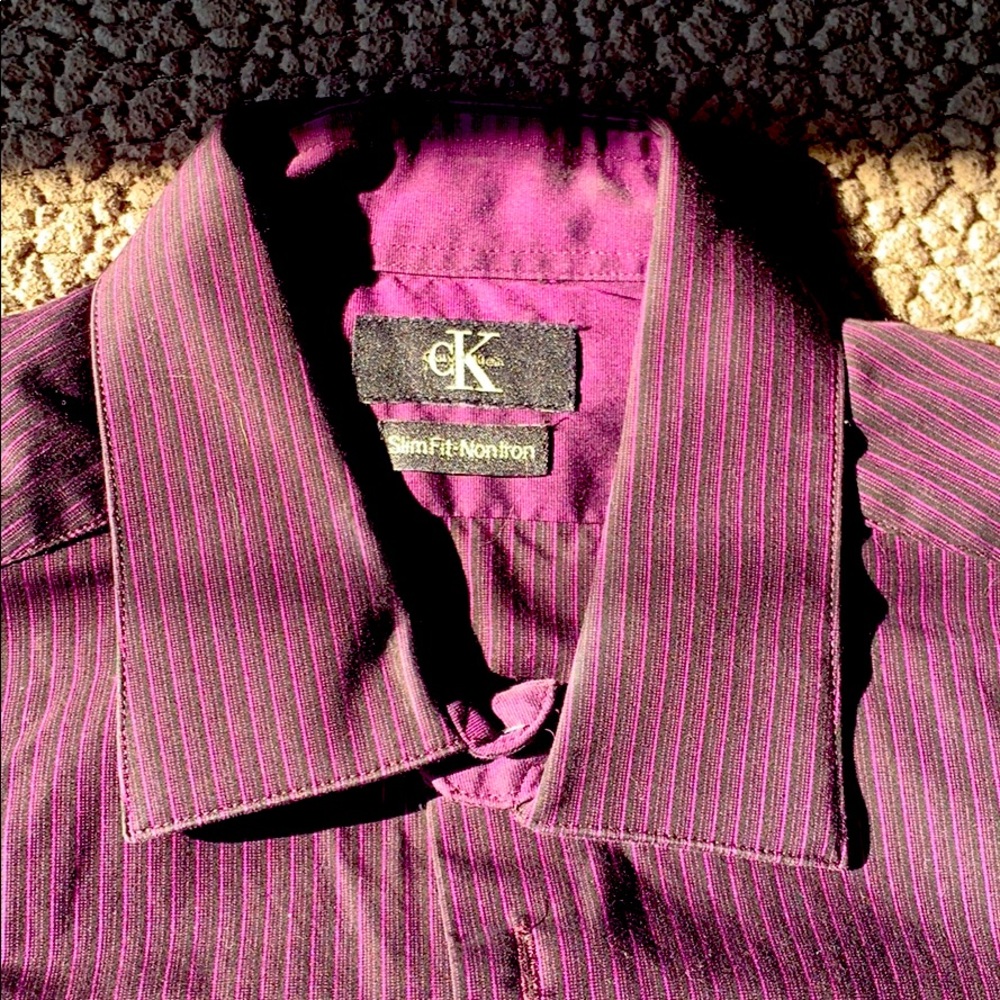 CK Purple and Black striped long sleeve shirt